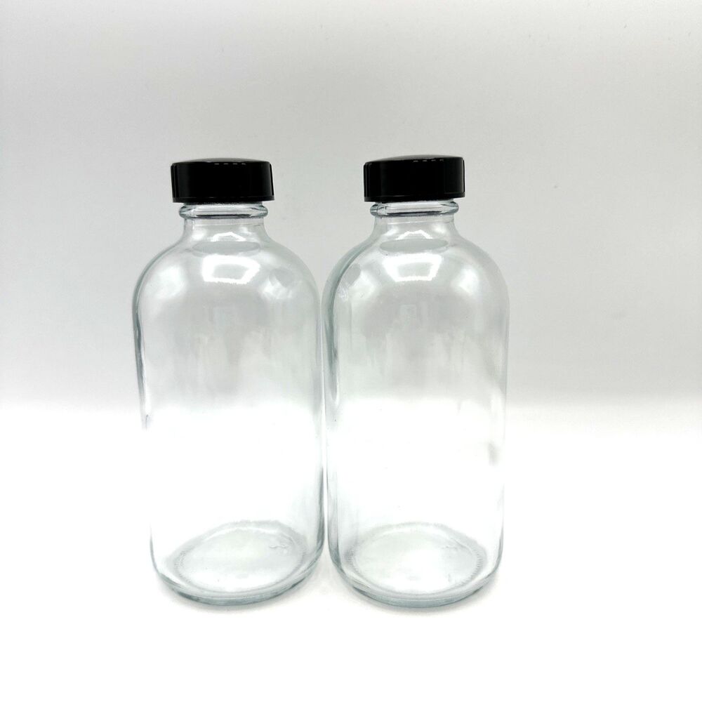 2 Pack -VivaPlex 8oz Clear Bottle w/ screw on lids NEW